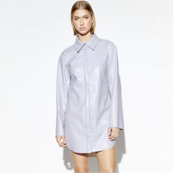 APPARIS VEGAN LEATHER 3/4 LENGTH SHIRT/JACKET - LAVENDER - SIZE MEDIUM - Picture 9 of 9